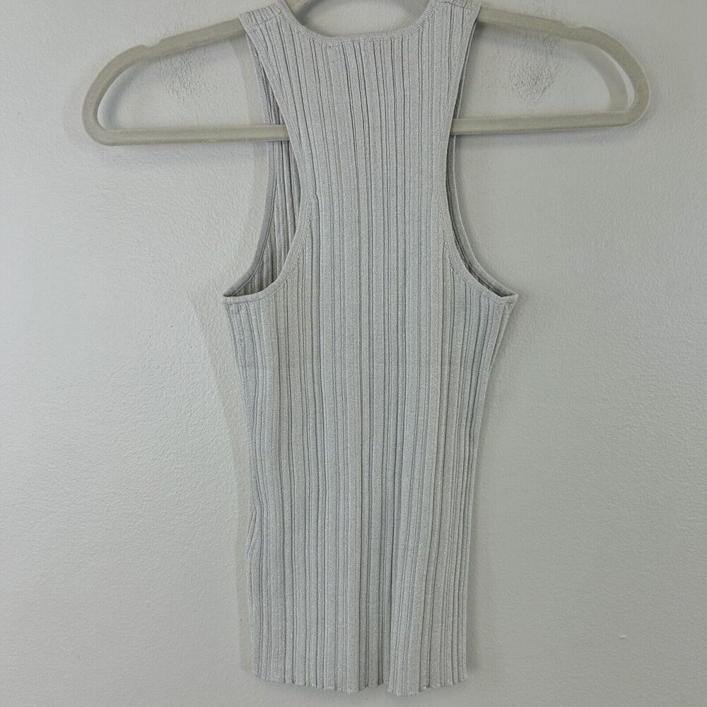 Madwell‎ Top Womens XXS The Signature Shimmer Knit Cutaway Sweater Tank Silver